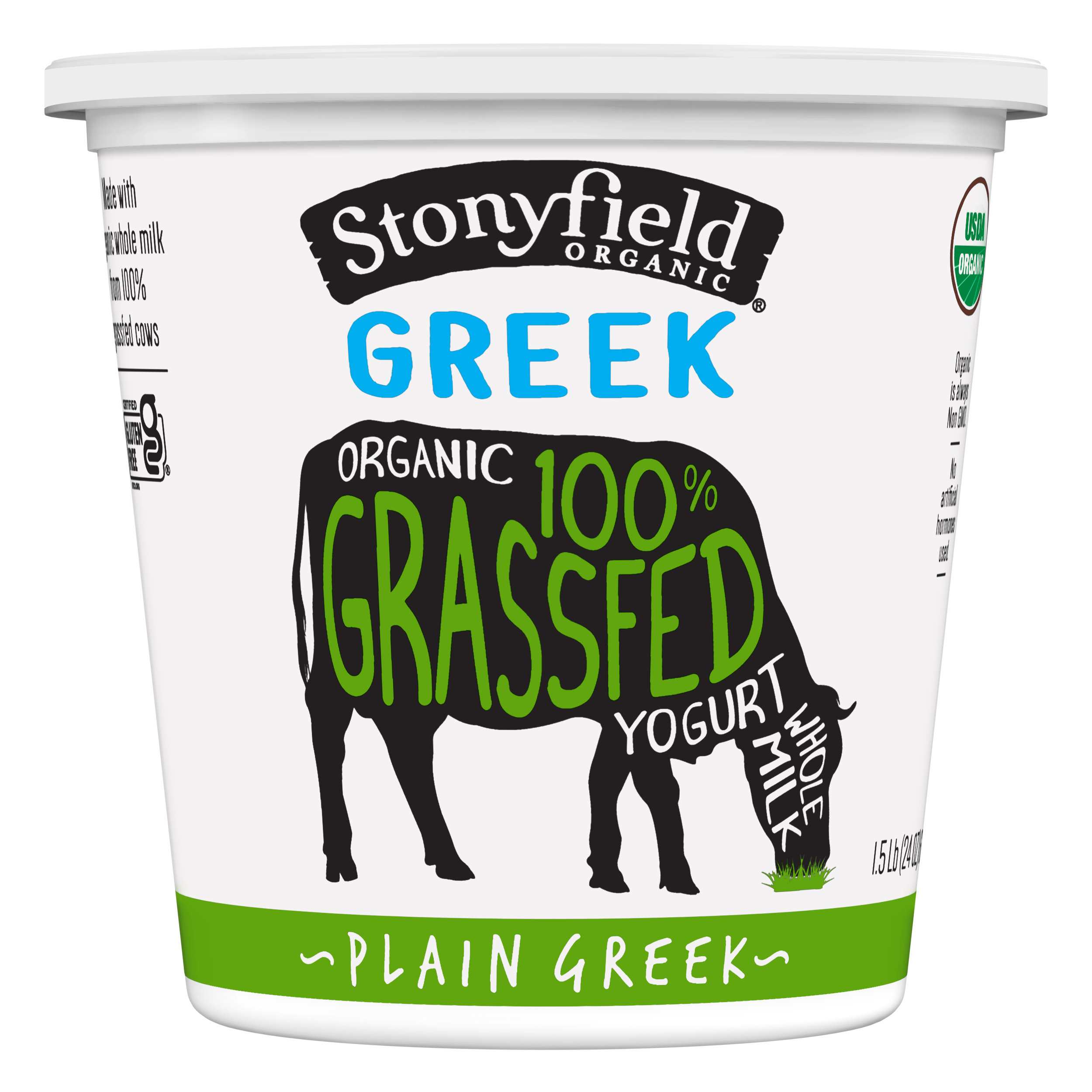 Stonyfield Organic 100% Grassfed Greek Whole Milk Yogurt, Plain, 24 oz. -  Stonyfield