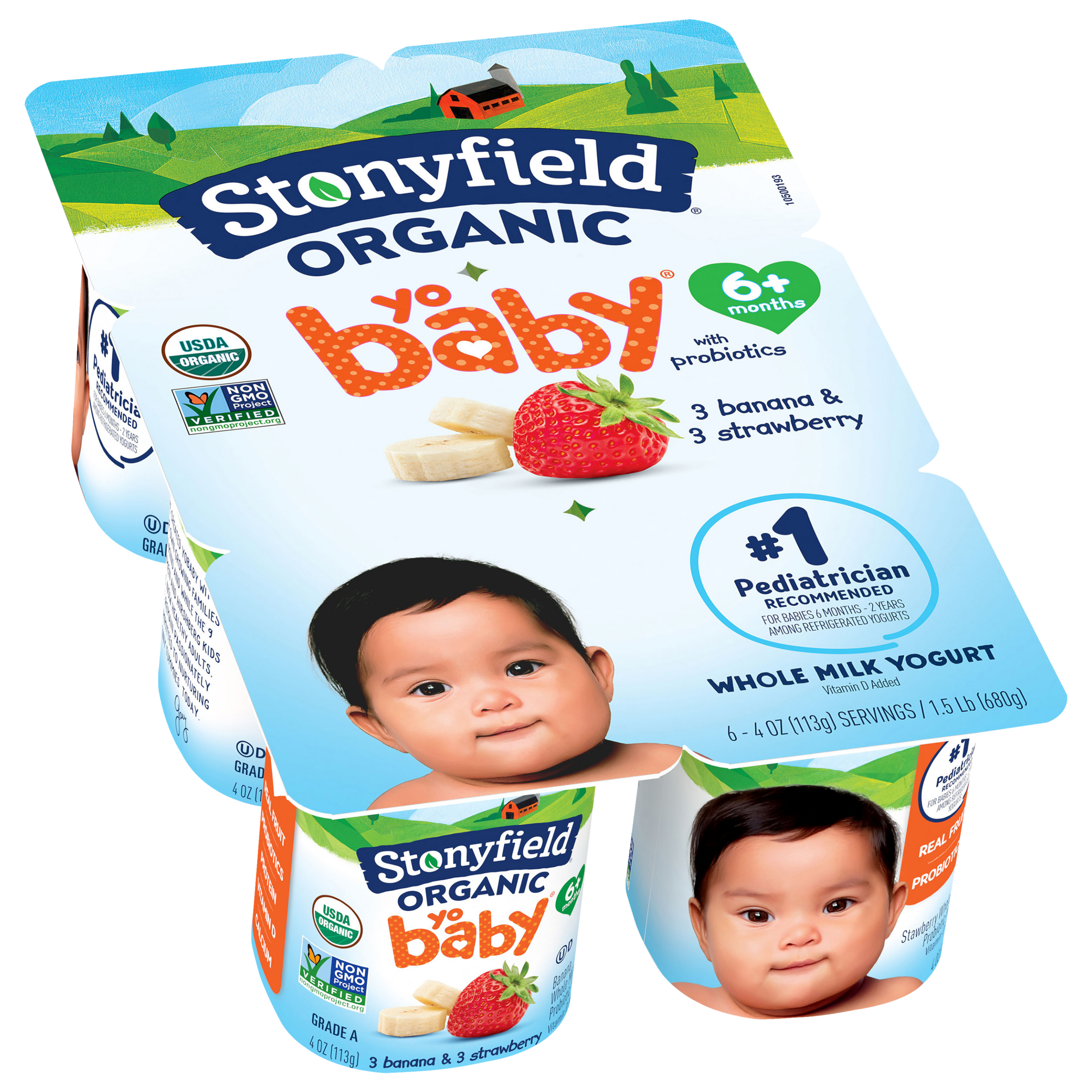 Stonyfield Organic YoBaby Whole Milk Baby Yogurt Cups, Apple