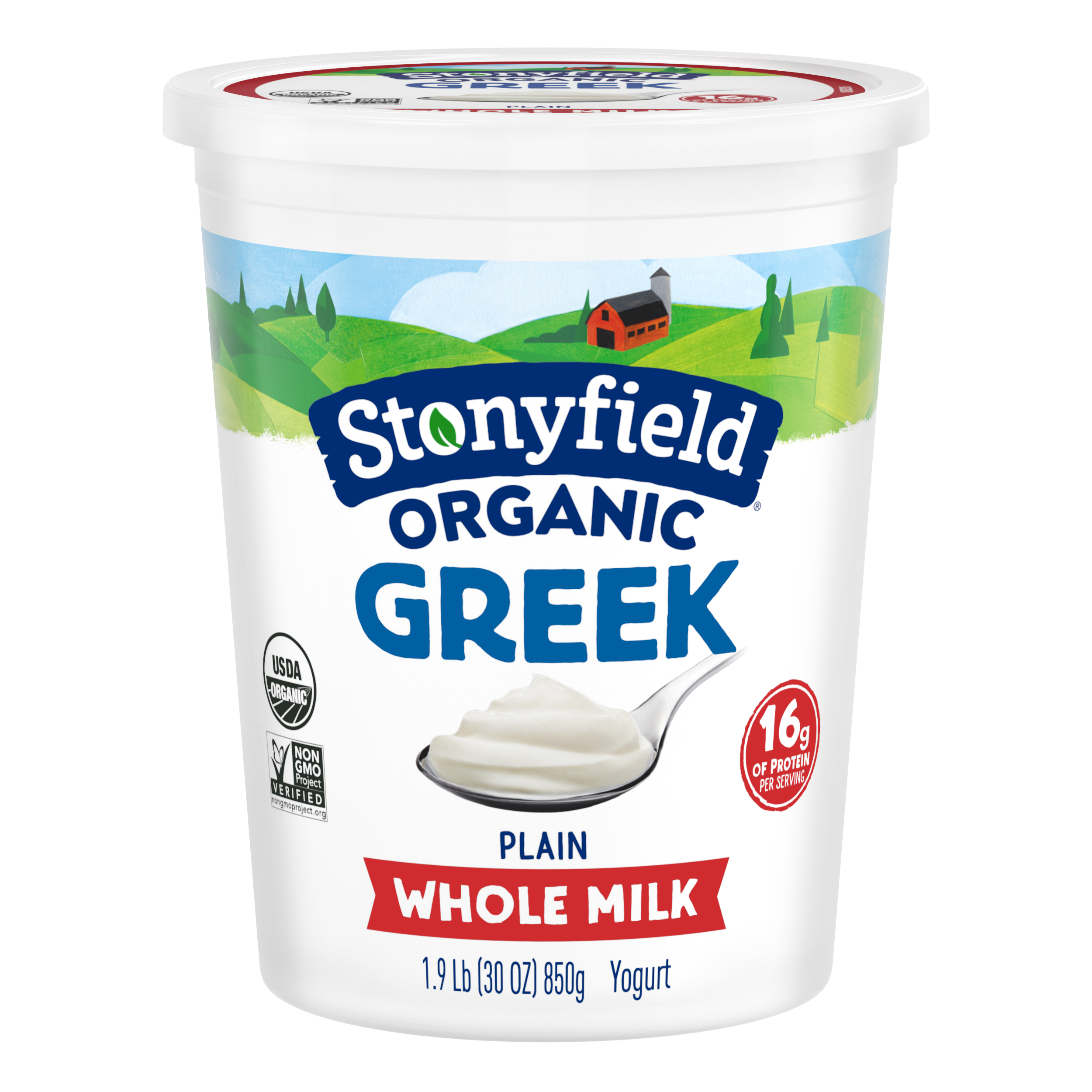 Stonyfield Organic Greek Whole Milk Yogurt, Plain, 30 oz.; Multi-Serving Yogurt