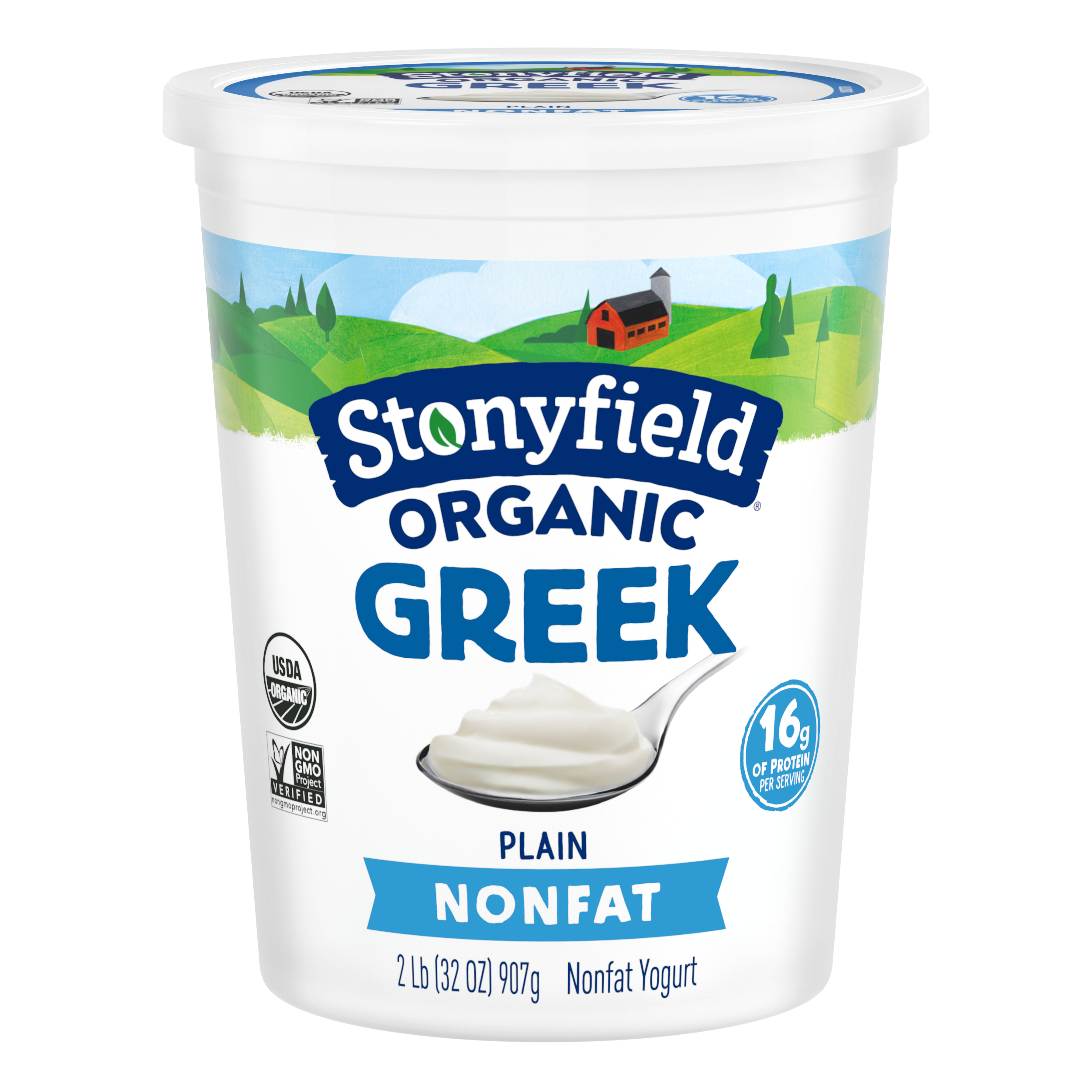 Stonyfield Organic Greek Nonfat Yogurt, Plain, 32 oz.; Multi-Serving Yogurt