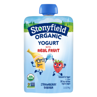 Stonyfield Organic Kids Strawberry Banana Lowfat Yogurt, 3.5 oz. Pouch