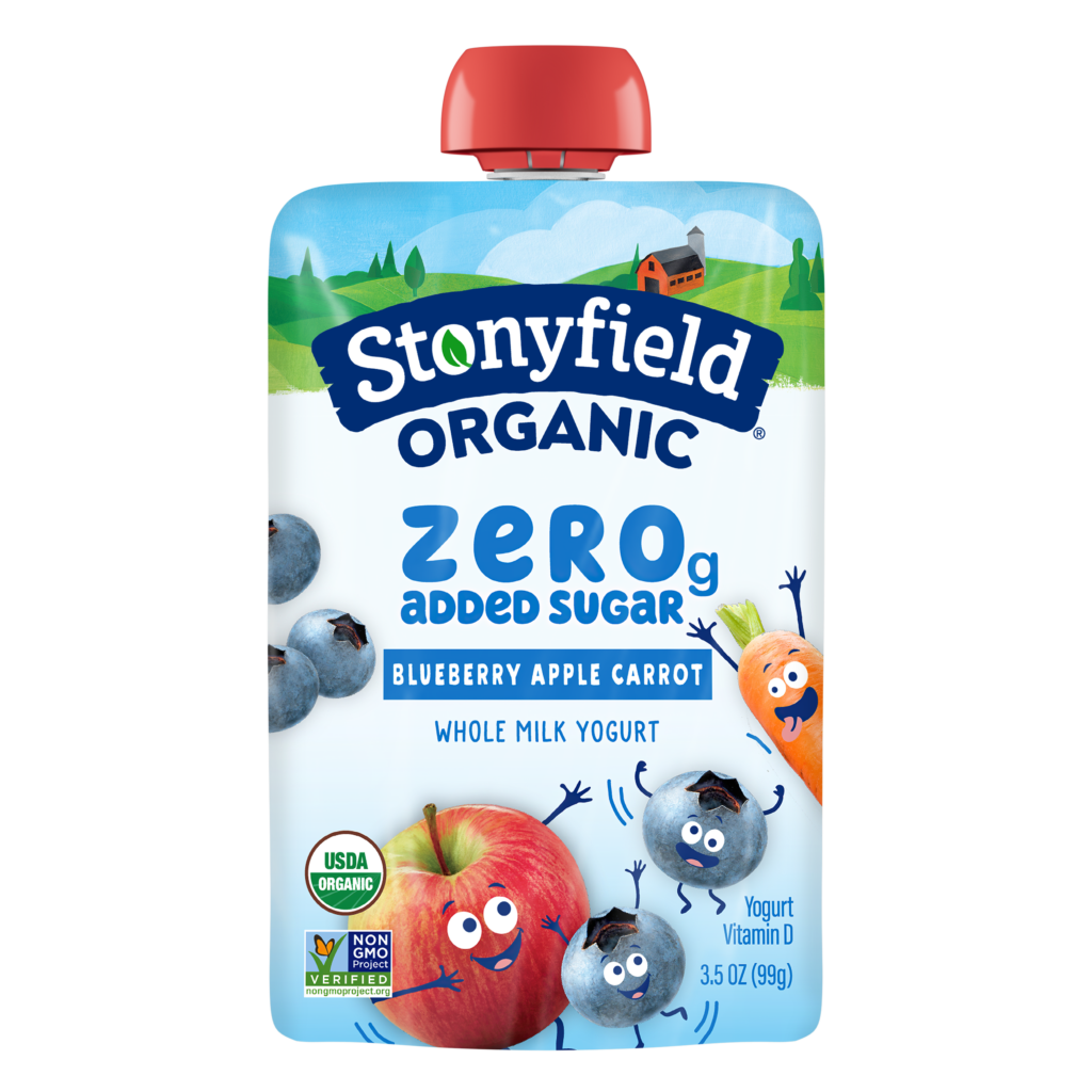 Stonyfield Organic Kids Zero Grams Added Sugar Blueberry Apple Carrot 